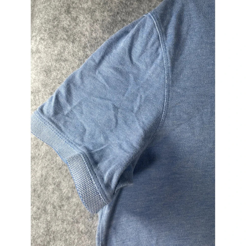 Banana Republic Mens Organic Cotton Pique Polo Shirt Blue Elephant Logo Large